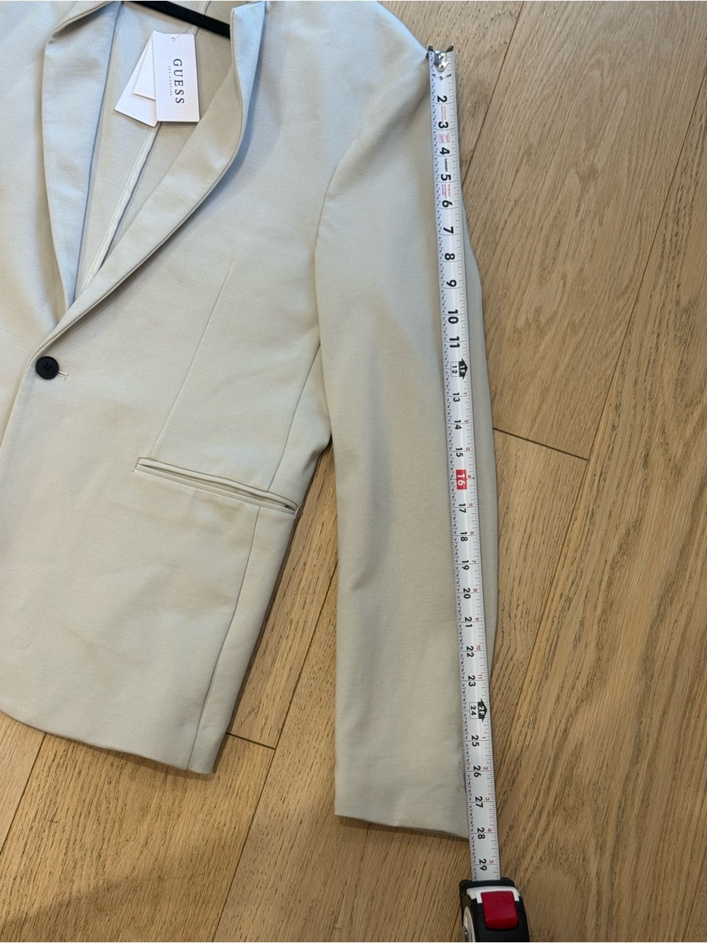 GUESS NWT Moonstruck Ponte Blazer L Stretch Tailored Neutral Jacket Office - Picture 8 of 8